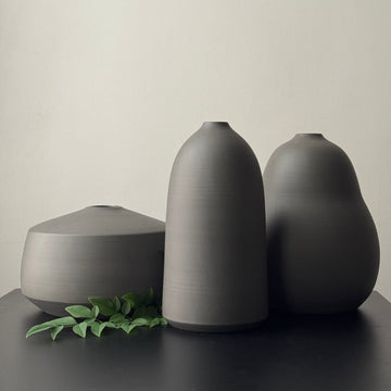 9" Charcoal Vases
