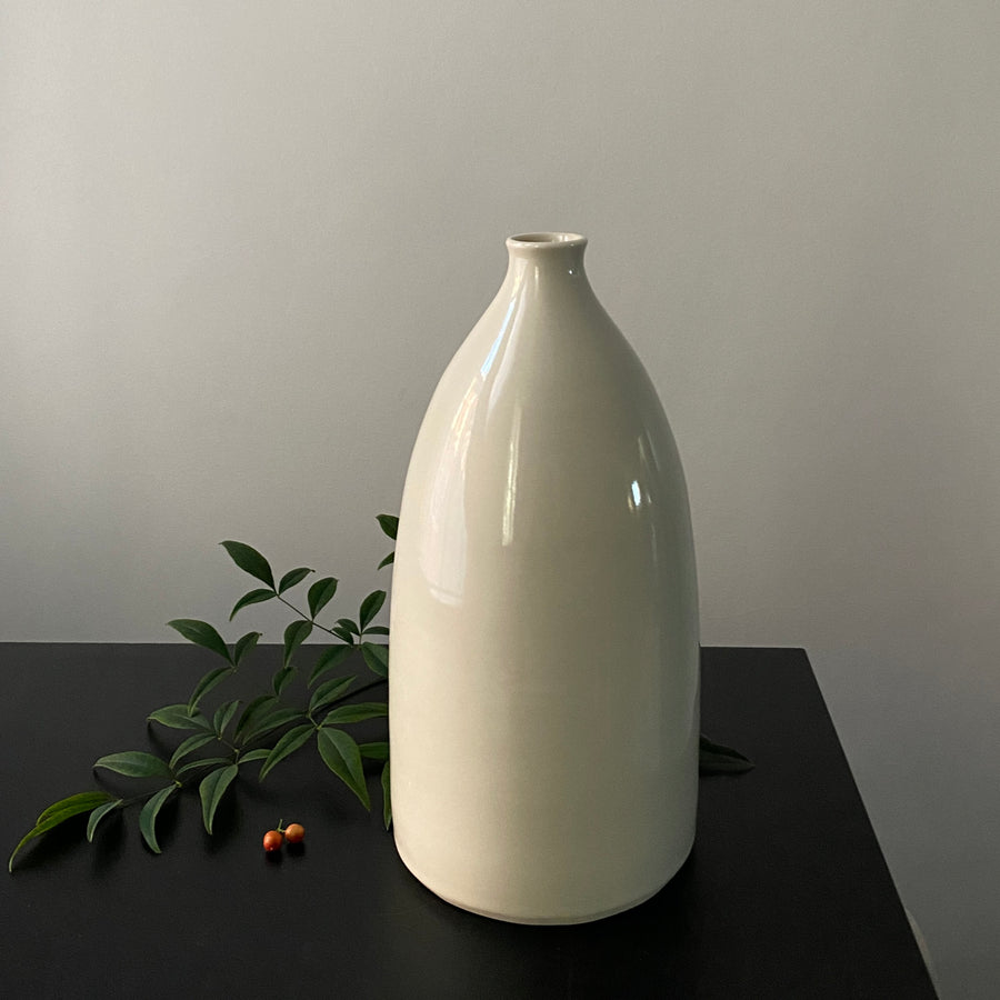 Glazed white bottle vase