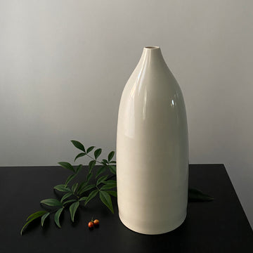 Glazed white bottle vase 2